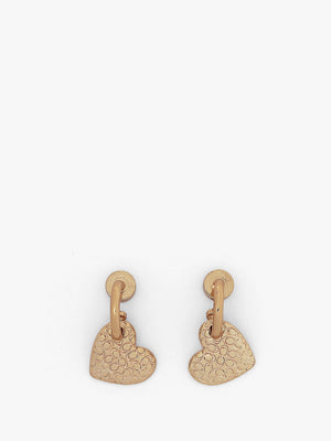 Coach Textured C Logo Heart Drop Gold Huggie Hoops