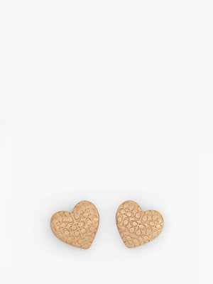 Coach Statement C Logo Gold Heart Studs