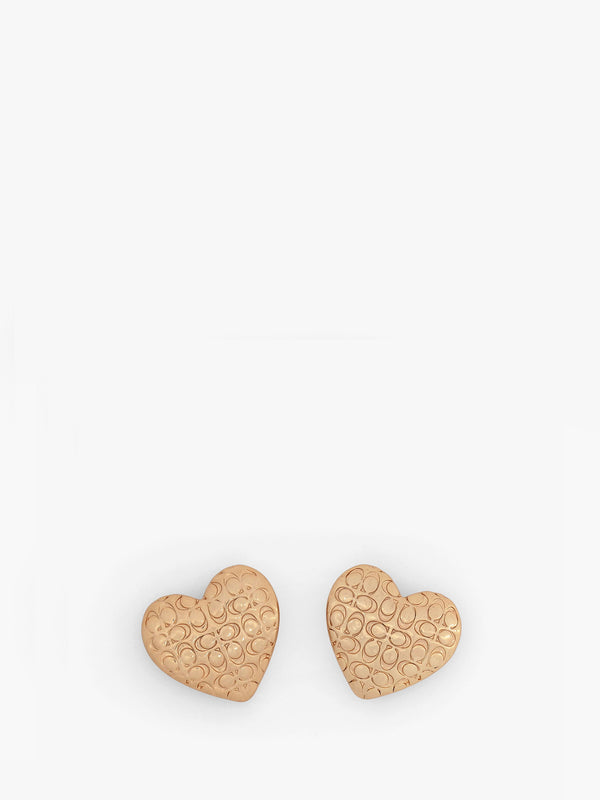 Coach Statement C Logo Gold Heart Studs