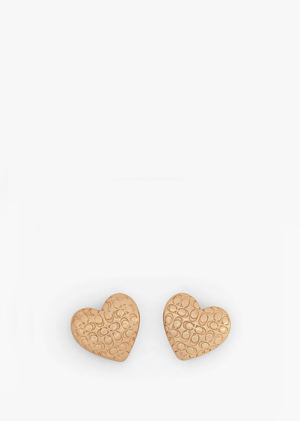 Coach Statement C Logo Gold Heart Studs