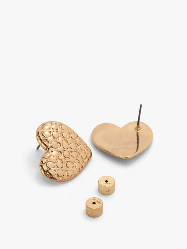 Statement C Logo Gold Heart Studs