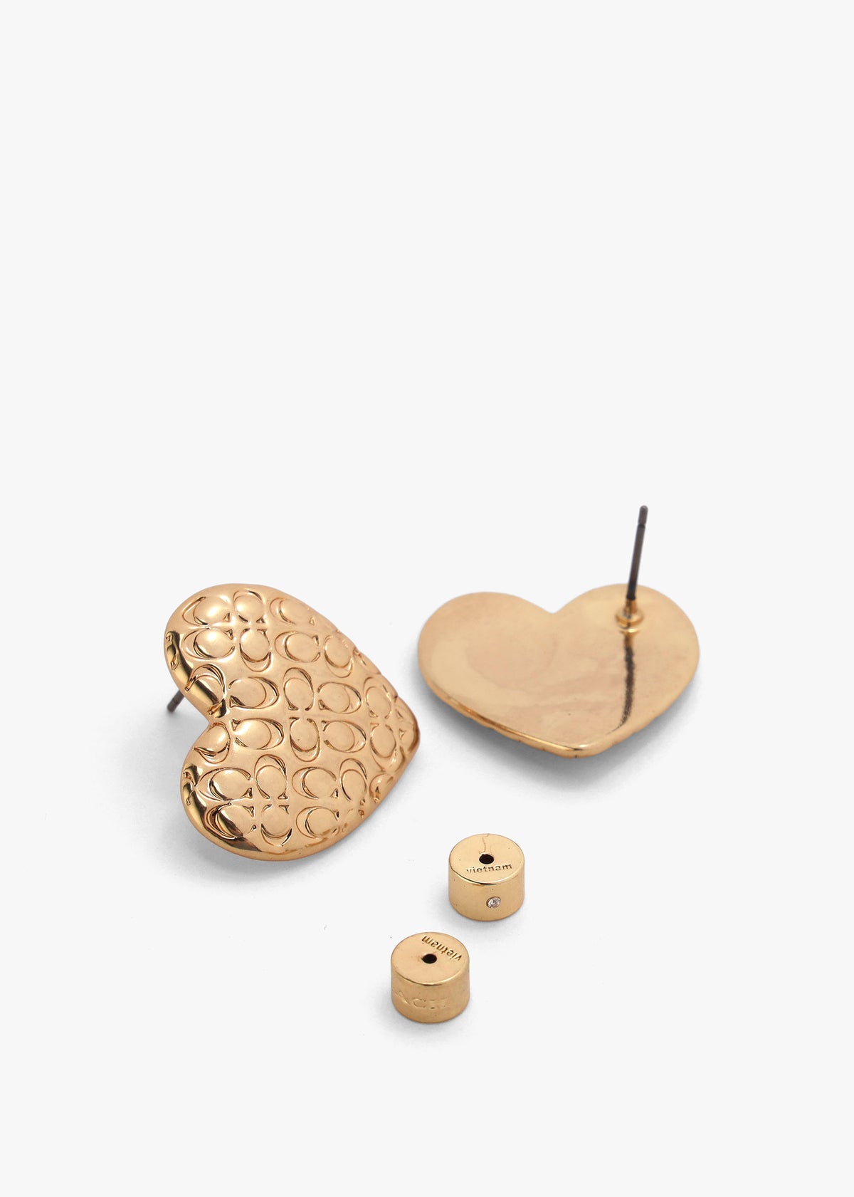 Coach Statement C Logo Gold Heart Studs