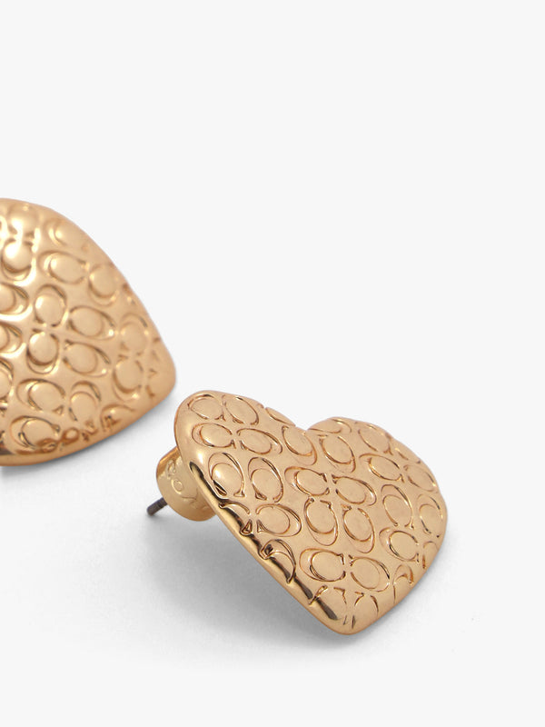 Statement C Logo Gold Heart Studs