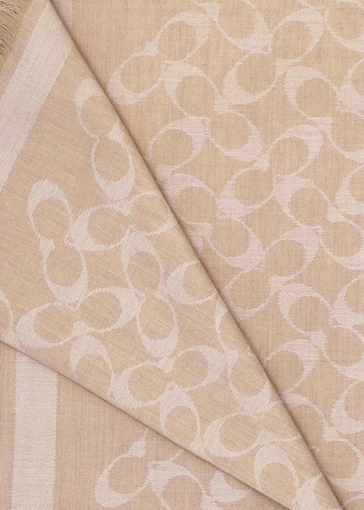 Bias Signature C Camel Wool Mix Oblong Scarf
