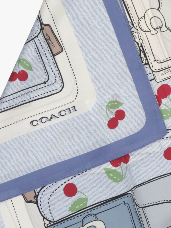 Tabby Cherry Denim Red Silk Scarf