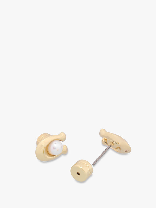 Pearl C Gold Stud & Necklace Set