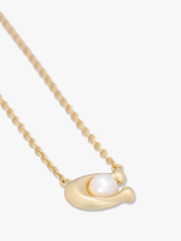 Pearl C Gold Stud & Necklace Set