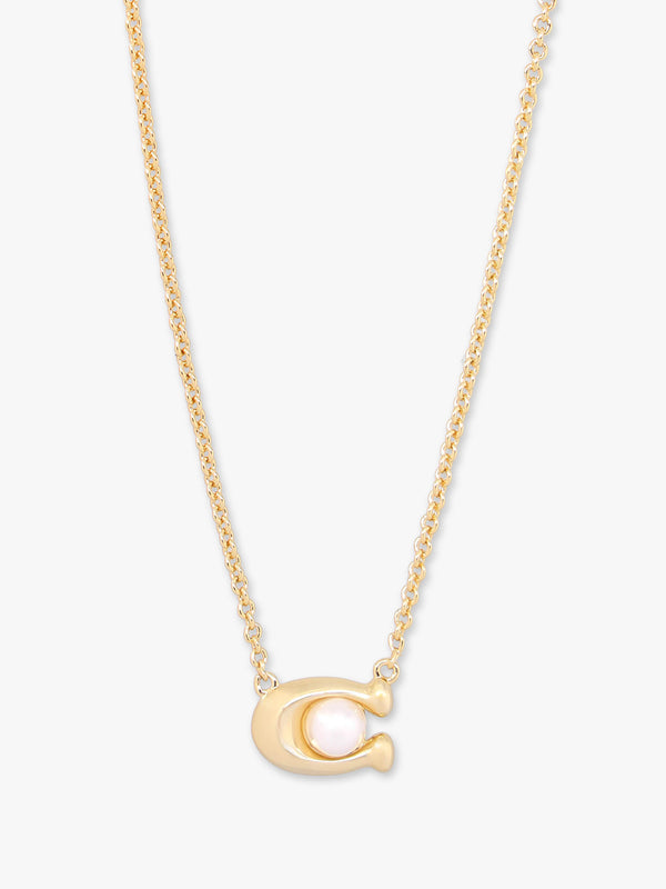 Pearl C Gold Stud & Necklace Set