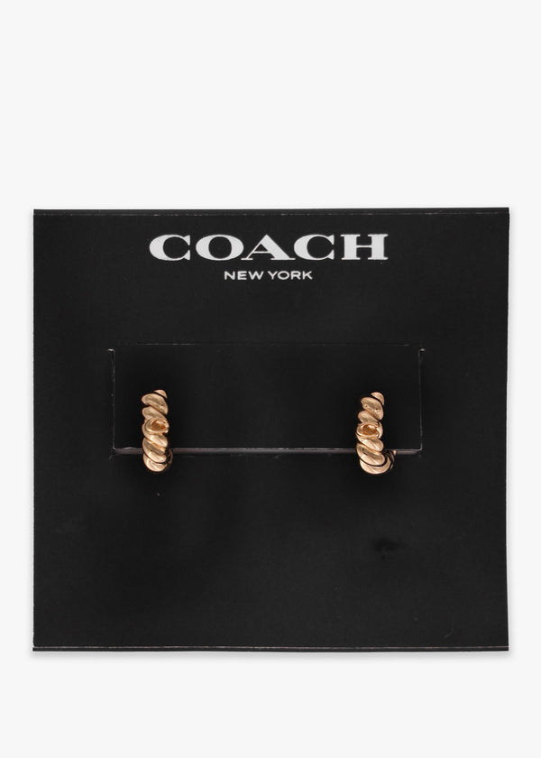 C Logo Twisted Gold Huggie Hoops