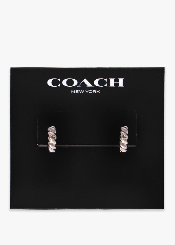C Logo Twisted Silver Huggie Hoops