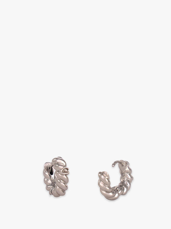 C Logo Twisted Silver Huggie Hoops