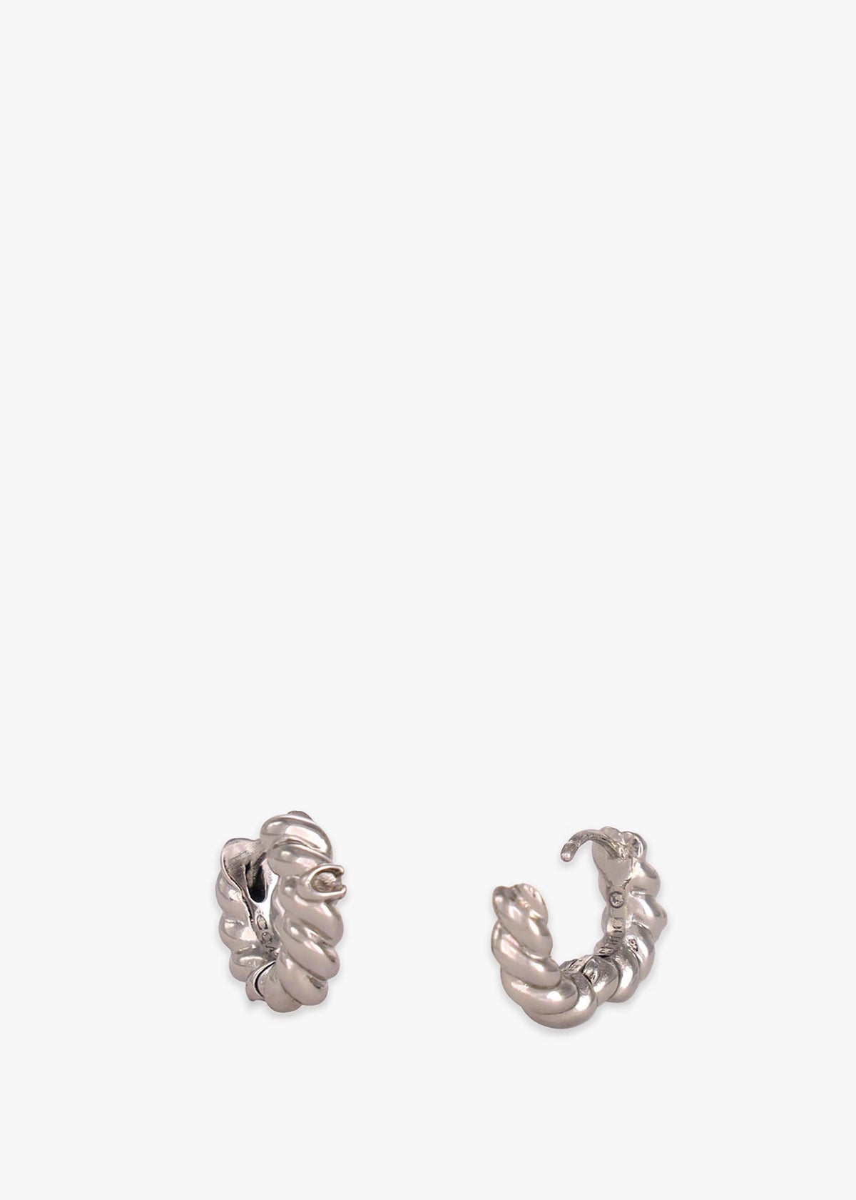 C Logo Twisted Silver Huggie Hoops