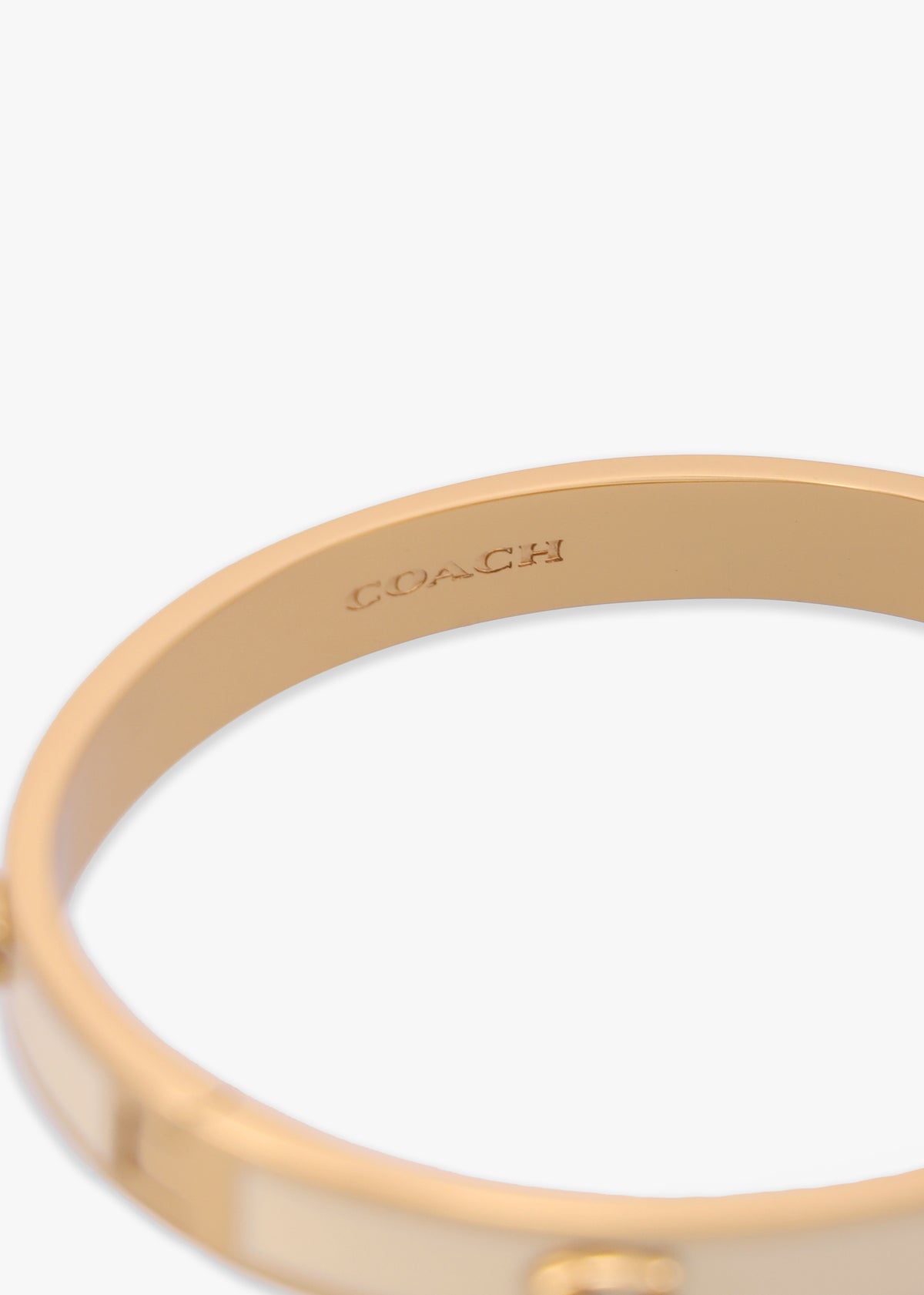 6Mm Signature Enamel White & Gold Hinge Bangle