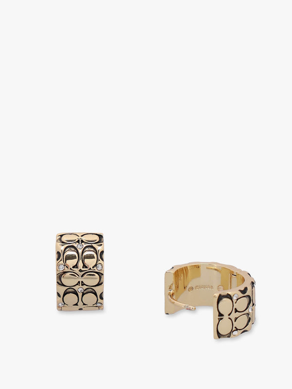 Logo Quilt Gold Huggie Hoops