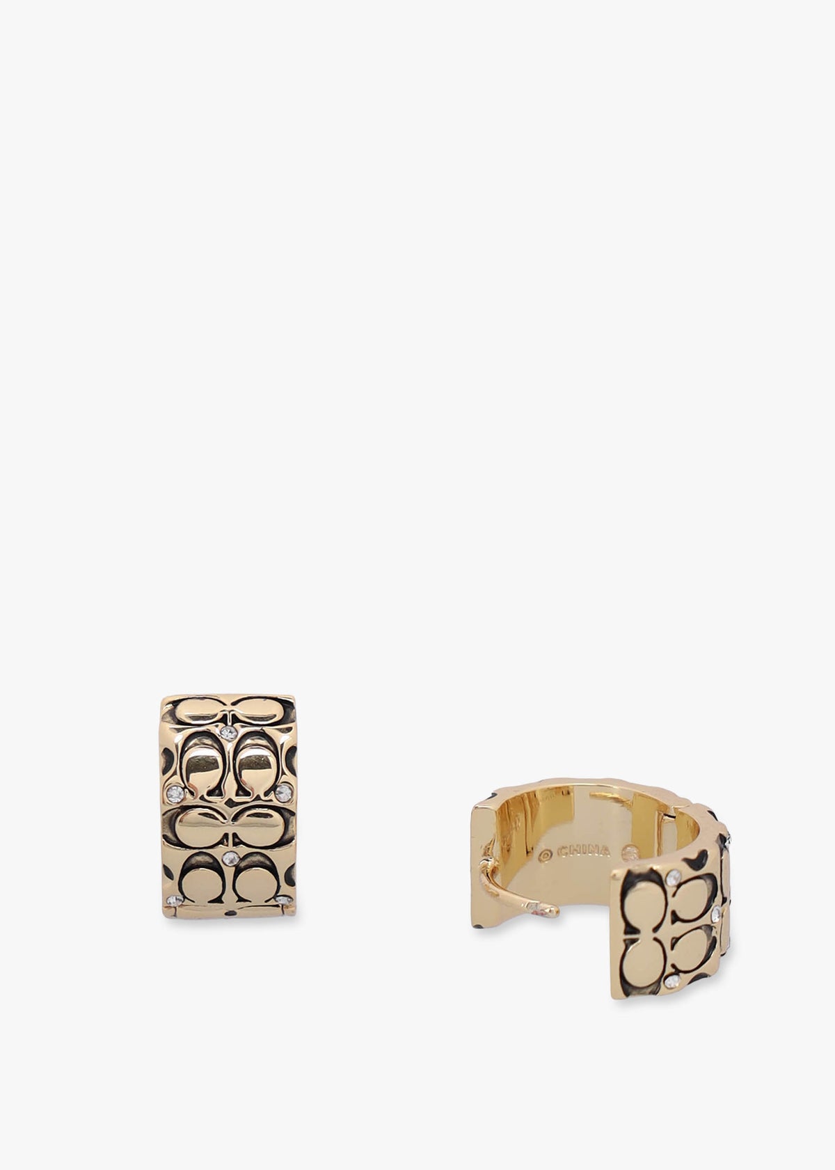 Logo Quilt Gold Huggie Hoops