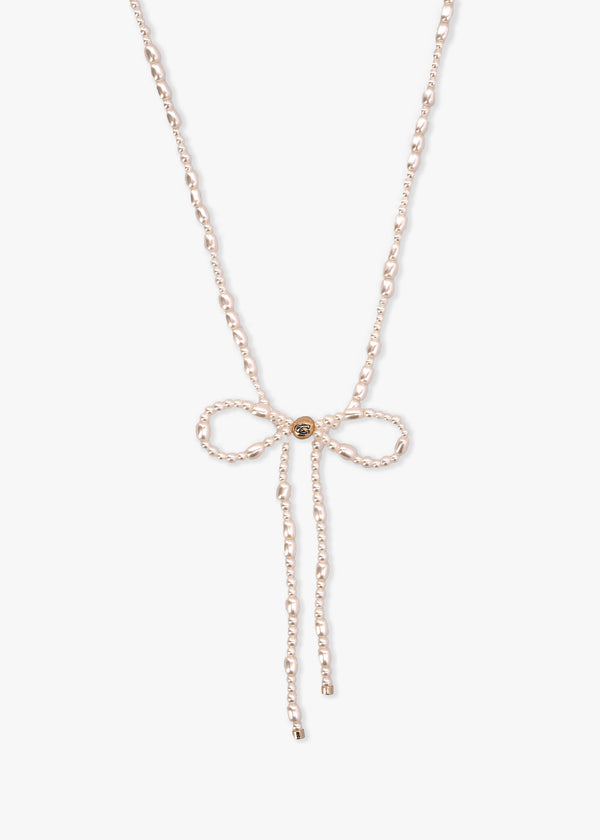 Pearl Bow Gold Choker Necklace