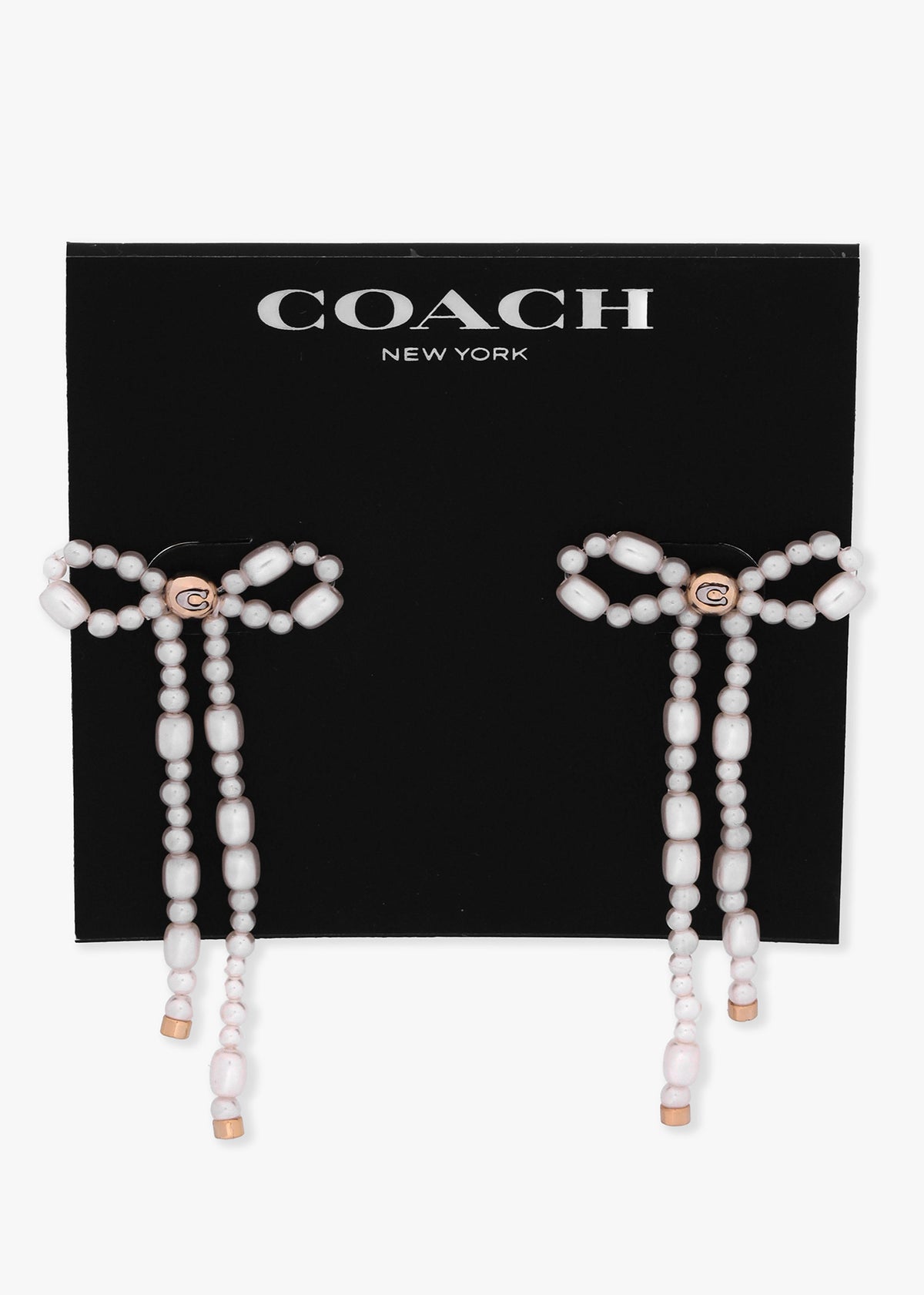 Pearl Bow Gold Drop Earrings