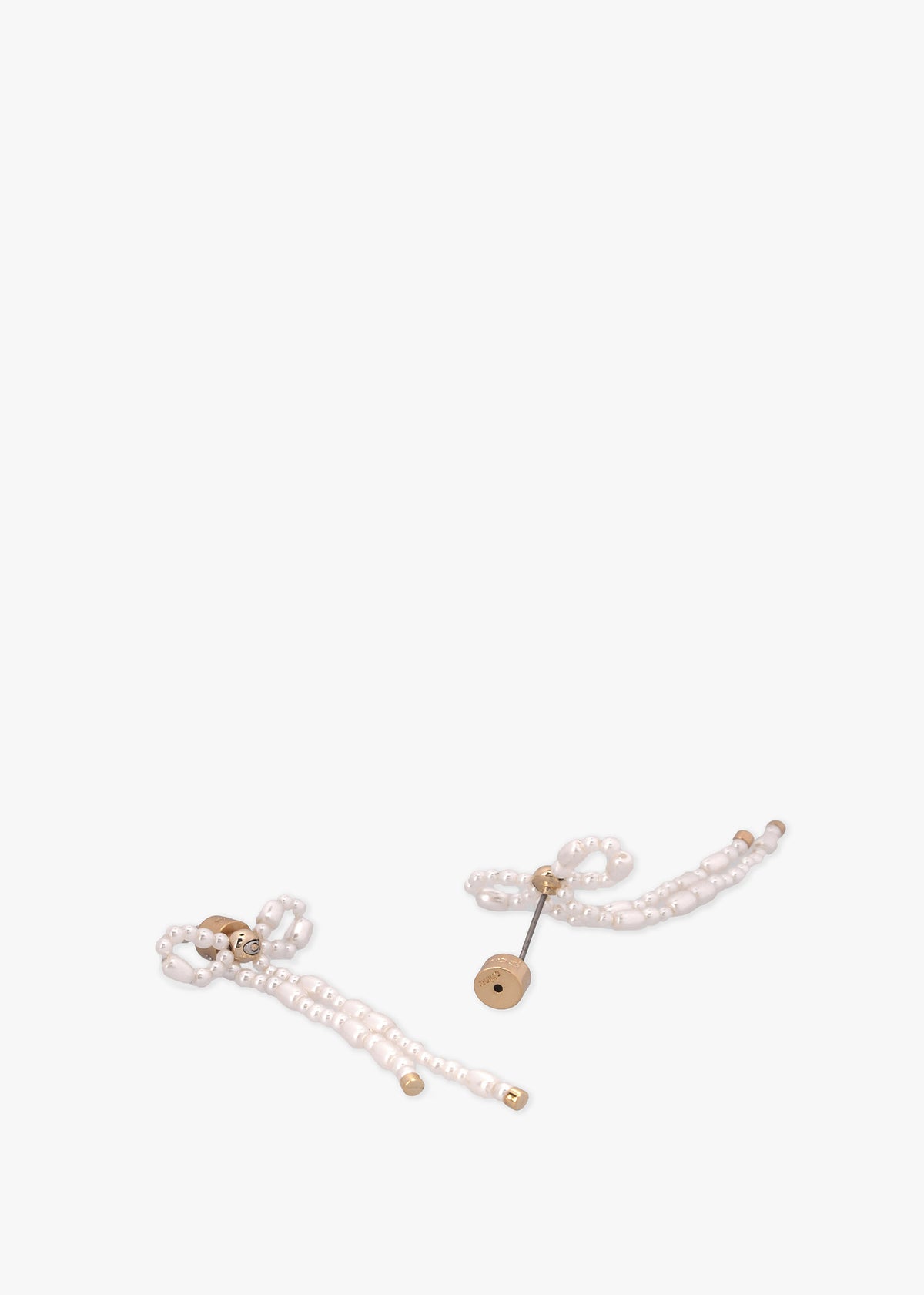 Pearl Bow Gold Drop Earrings