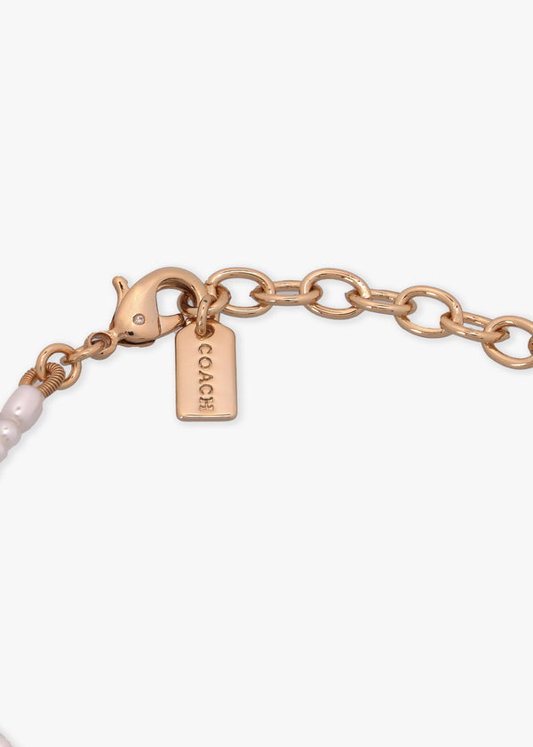 Pearl Bow Gold Bracelet