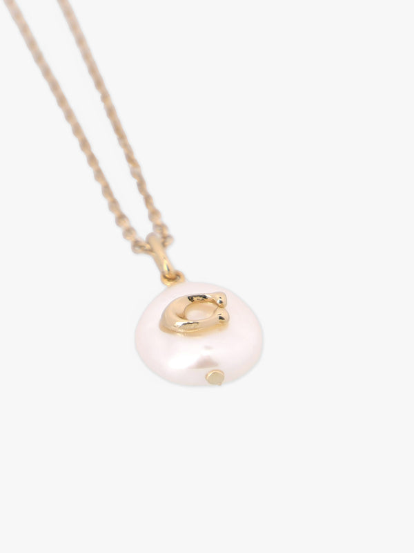 C Logo Pearl Gold Chain Necklace