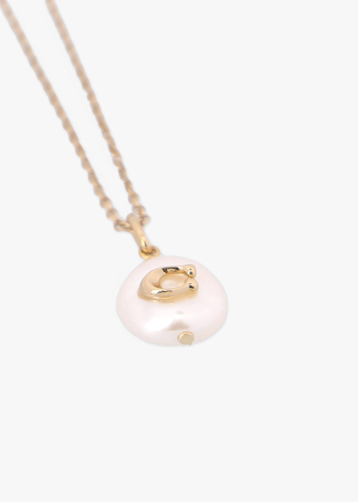 C Logo Pearl Gold Chain Necklace