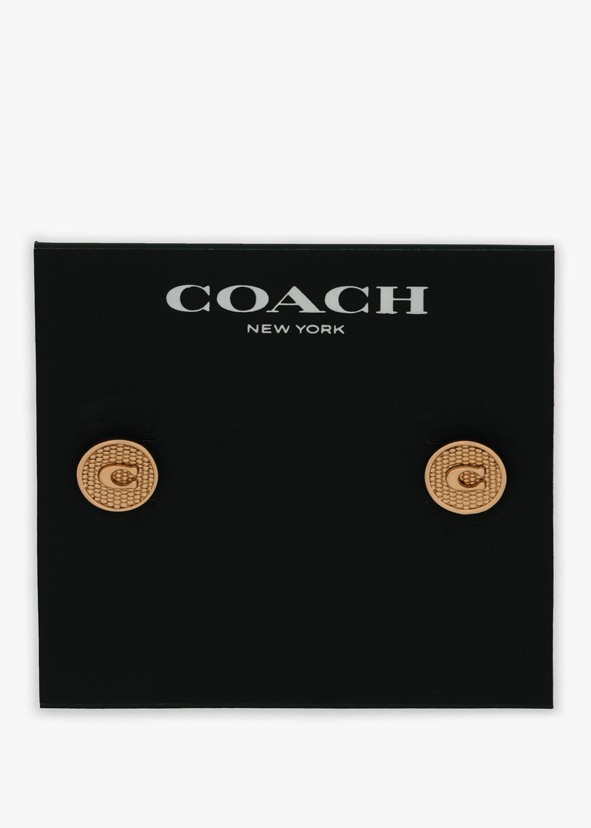 Textured Signature Coin C Logo Gold Studded Earrings