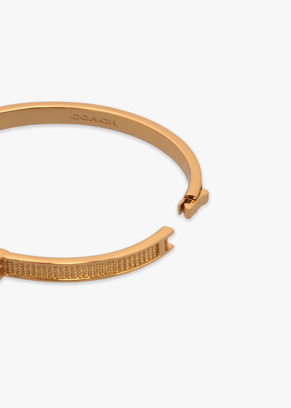 Textured C Logo Gold Hinge Bangle