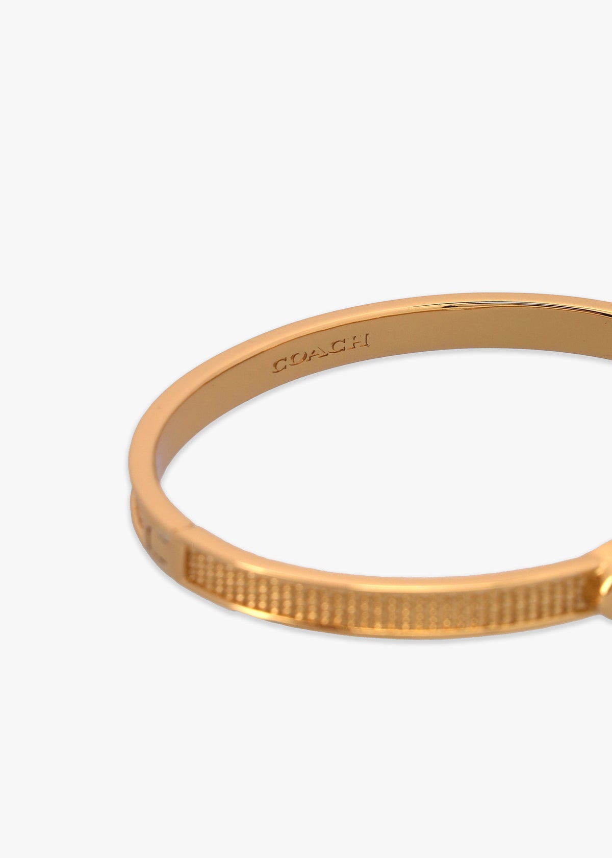 Textured C Logo Gold Hinge Bangle