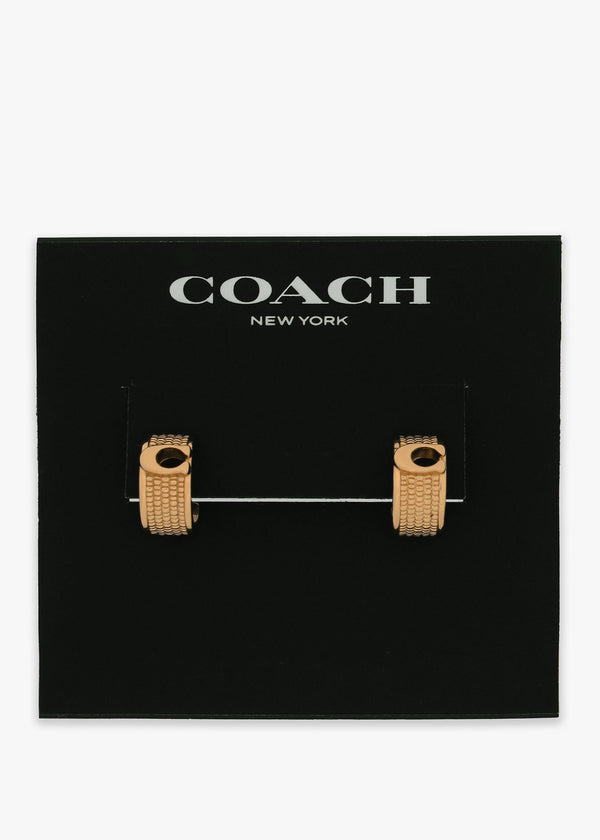 Textured Signature Small C Gold Hoop Earrings