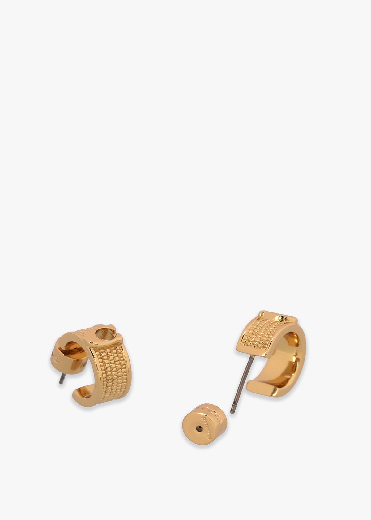Textured Signature Small C Gold Hoop Earrings