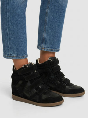 Able Black Suede Wedge High Top Trainers