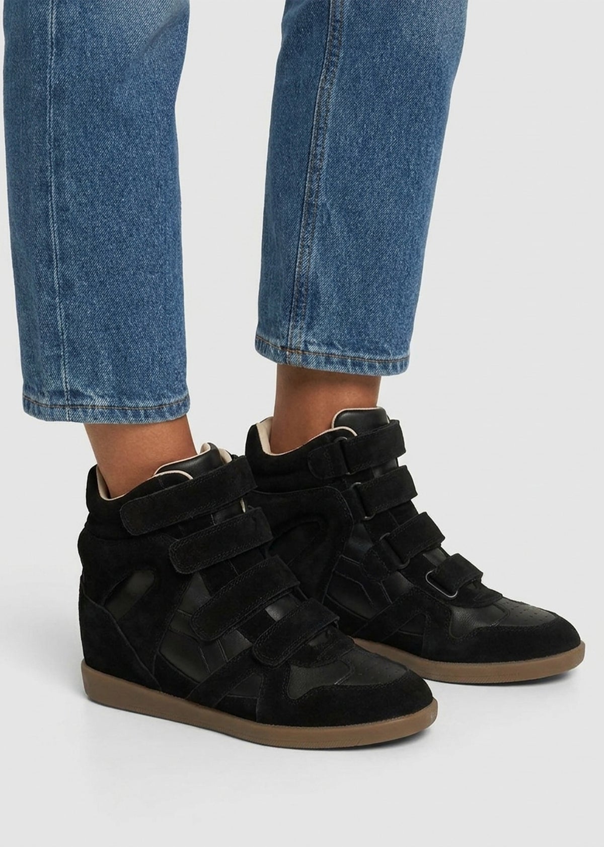 DANIEL Able Black Suede Wedge High Top Trainers