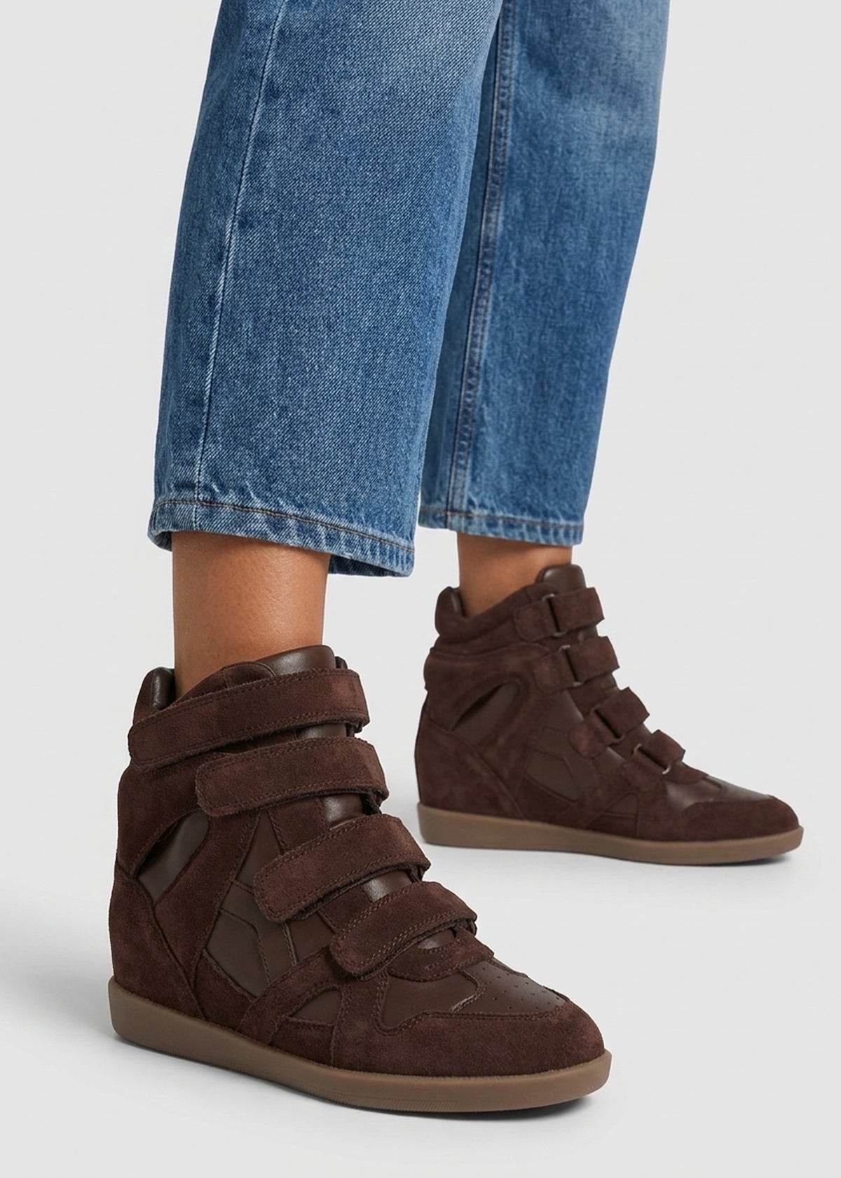 Able Brown Suede Wedge High Top Trainers