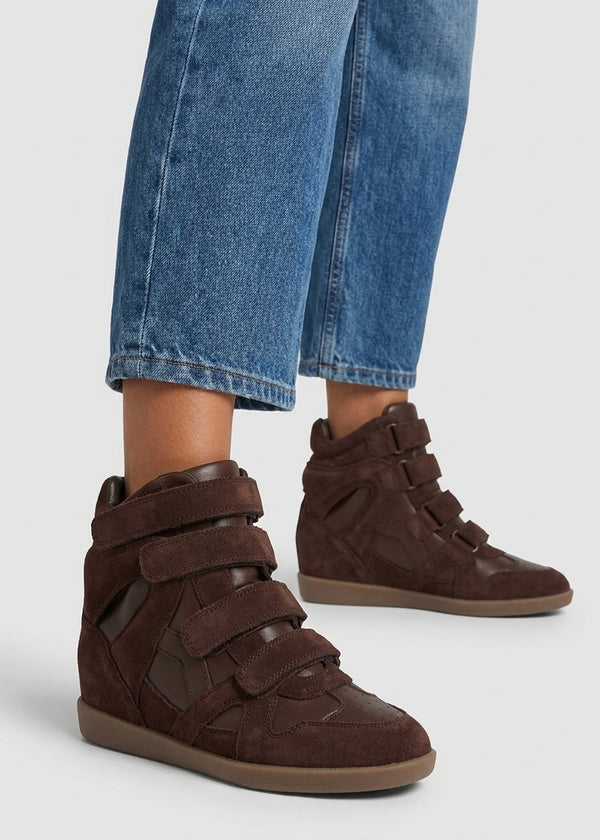 Able Brown Suede Wedge High Top Trainers