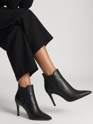 Adril Black Leather Ankle Boots