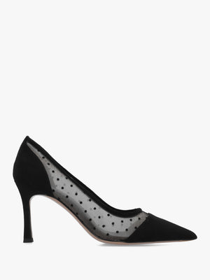 Daniel Eager Black Suede & Mesh Polka Dot Court Shoes