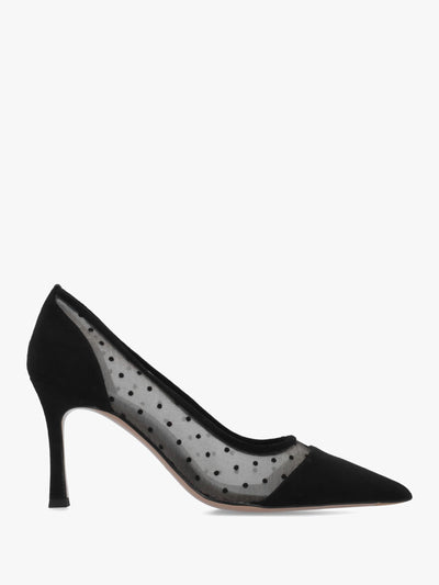 Daniel Eager Black Suede & Mesh Polka Dot Court Shoes
