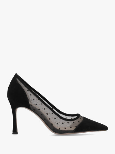 Eager Black Suede & Mesh Polka Dot Court Shoes