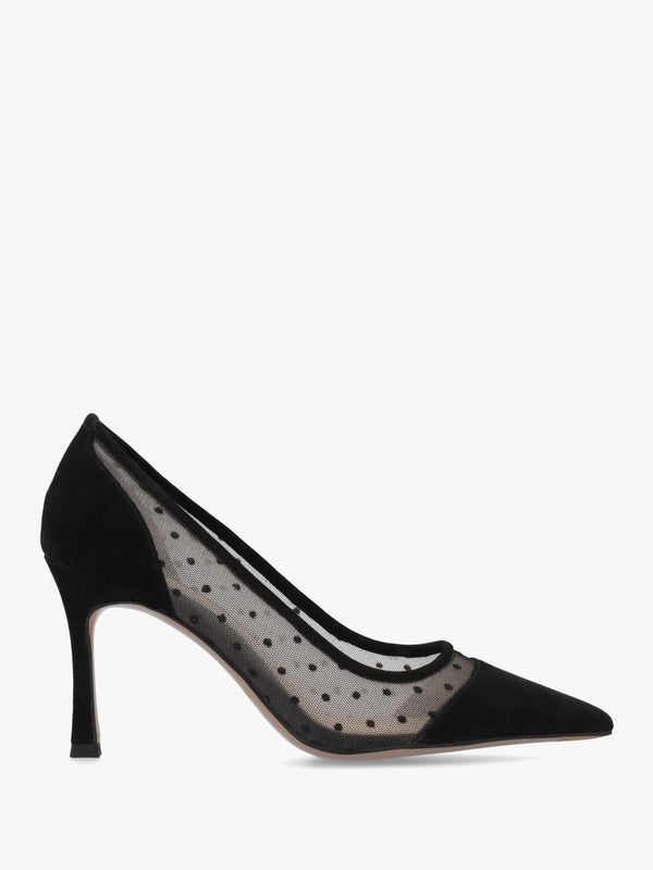 Eager Black Suede & Mesh Polka Dot Court Shoes
