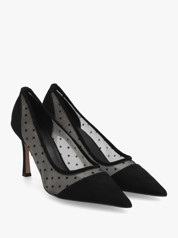 Daniel Eager Black Suede & Mesh Polka Dot Court Shoes