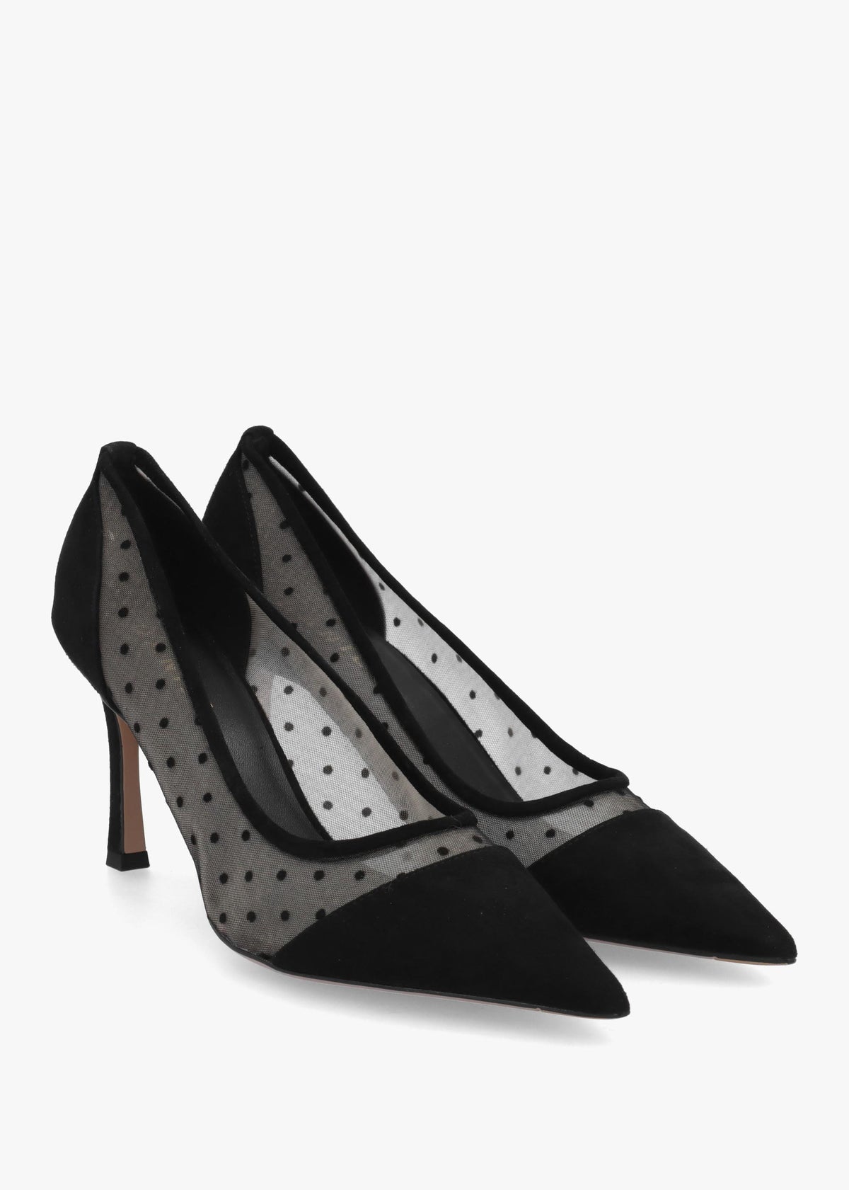 Daniel Eager Black Suede & Mesh Polka Dot Court Shoes