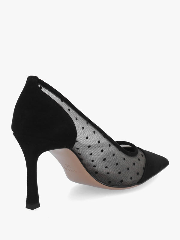 Daniel Eager Black Suede & Mesh Polka Dot Court Shoes