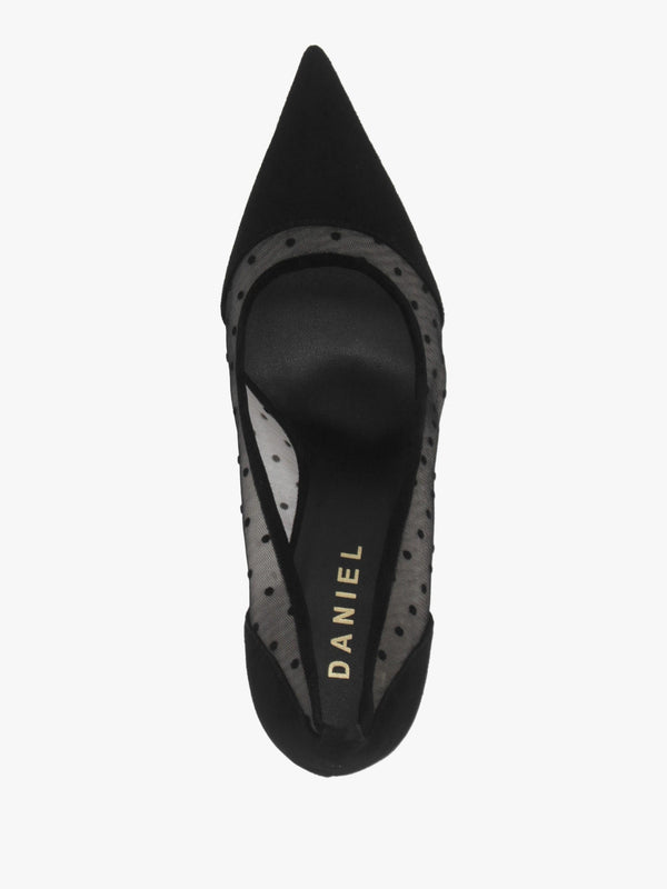 Daniel Eager Black Suede & Mesh Polka Dot Court Shoes