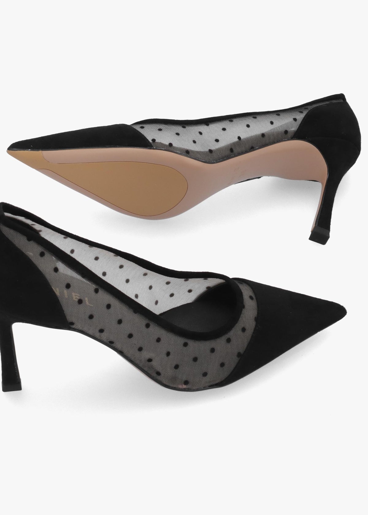 Daniel Eager Black Suede & Mesh Polka Dot Court Shoes