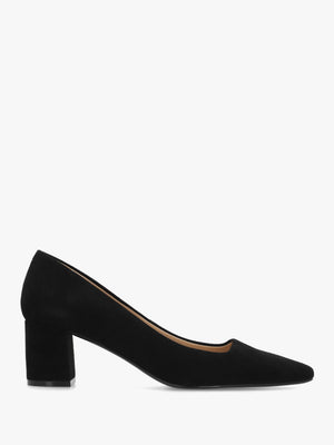 Daniel Easton Black Suede Block Heel Court Shoes