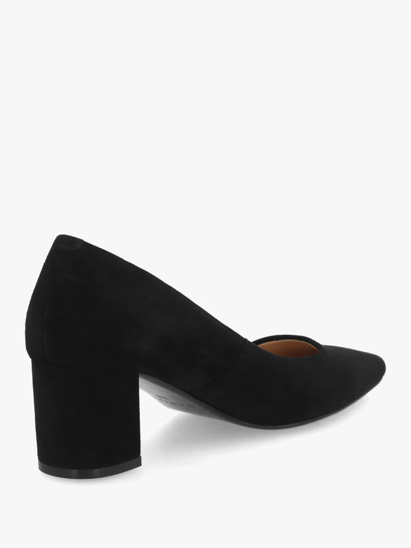 Daniel Easton Black Suede Block Heel Court Shoes