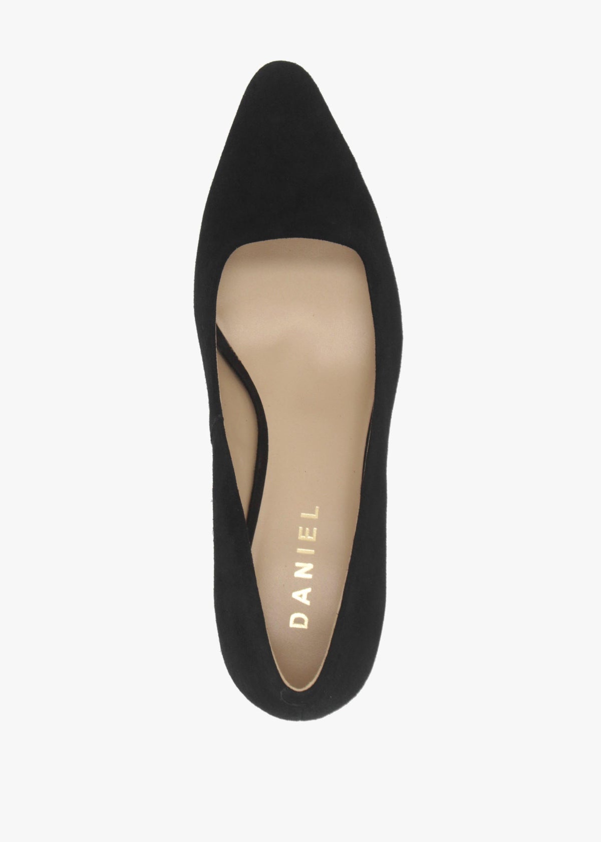 Daniel Easton Black Suede Block Heel Court Shoes