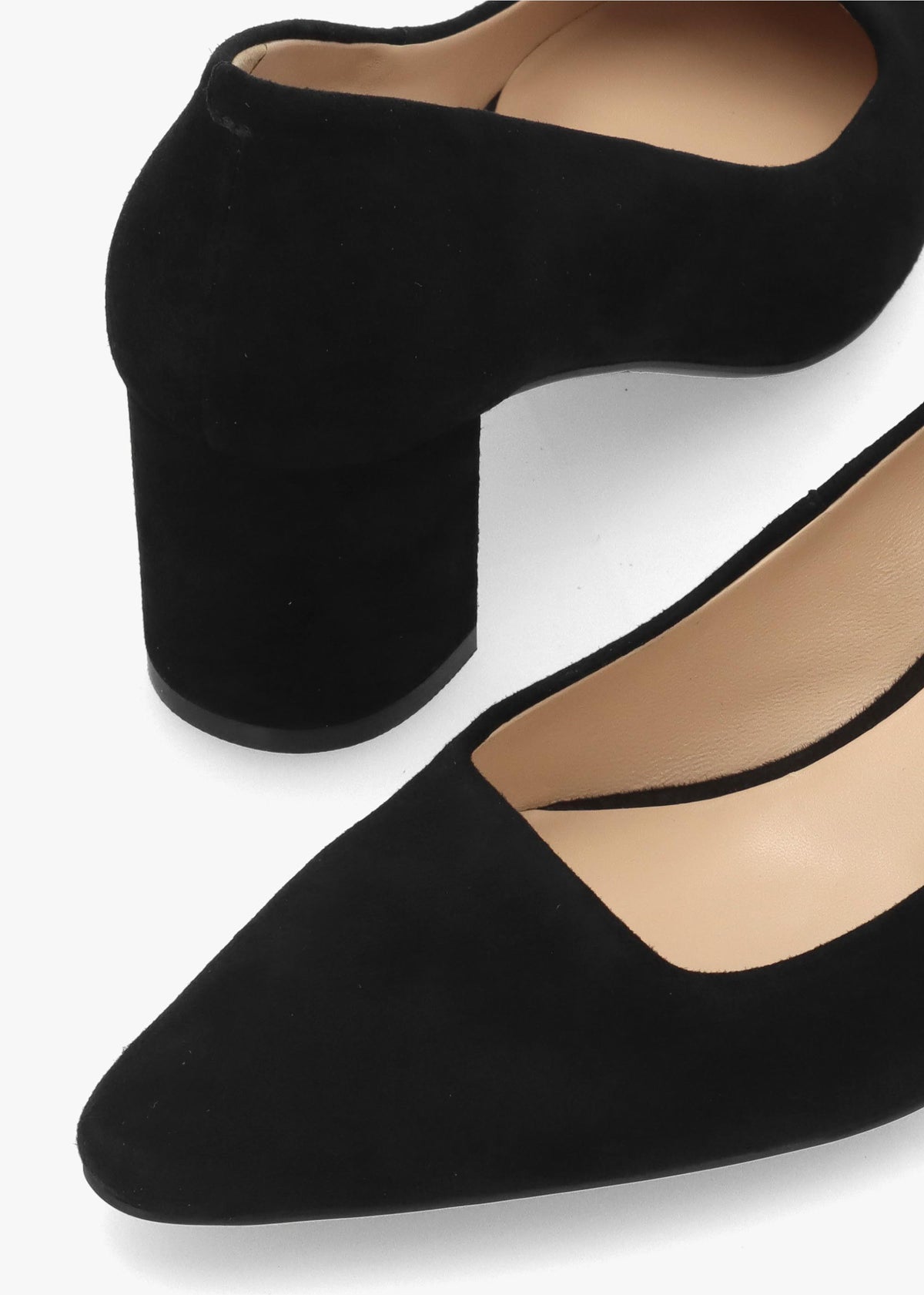 Daniel Easton Black Suede Block Heel Court Shoes