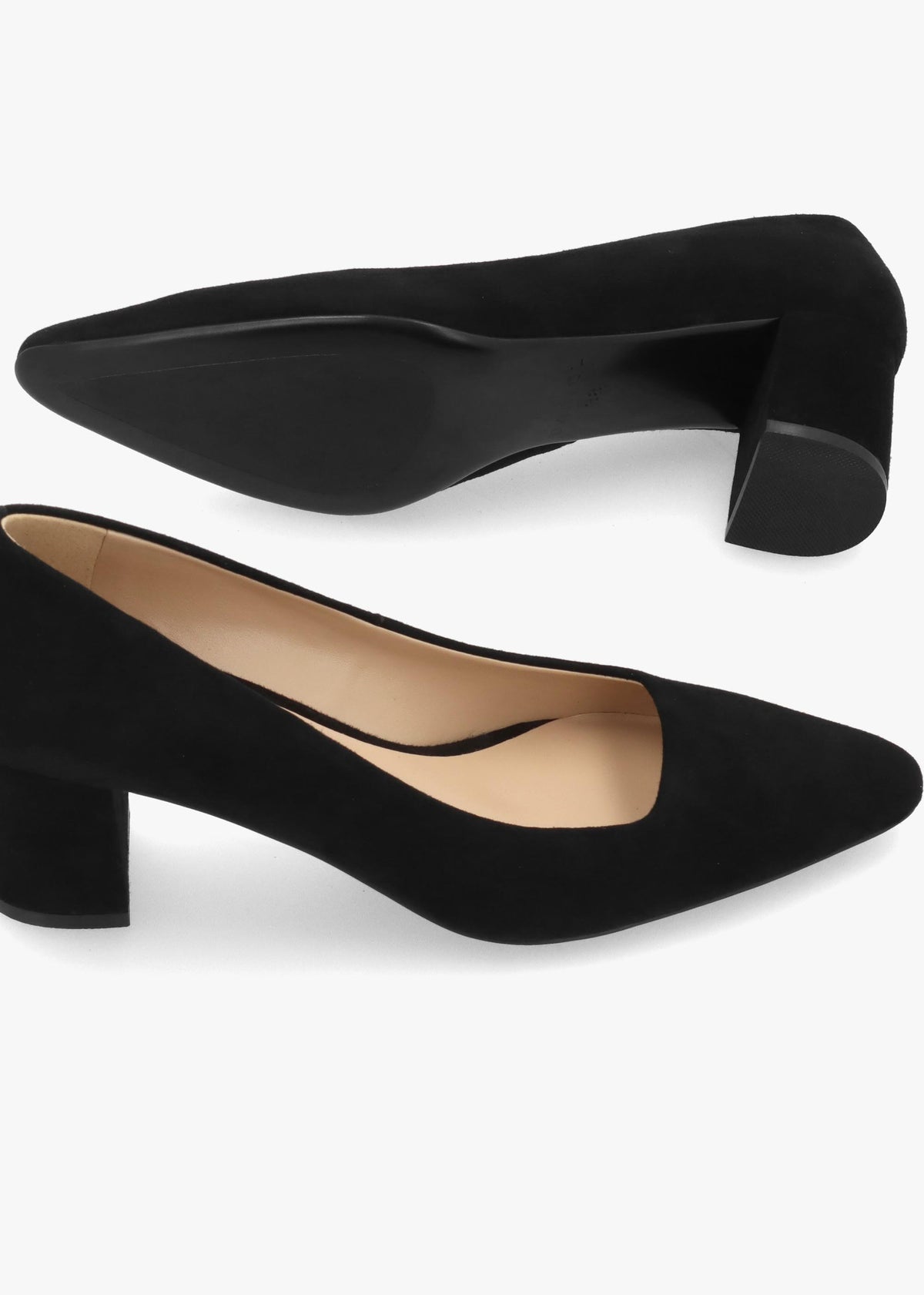 Daniel Easton Black Suede Block Heel Court Shoes