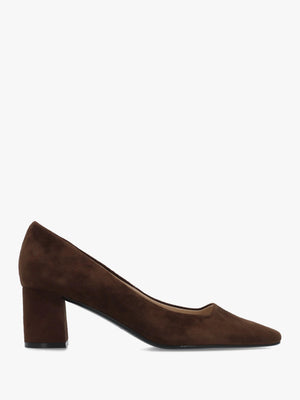 Daniel Easton Brown Suede Block Heel Court Shoes
